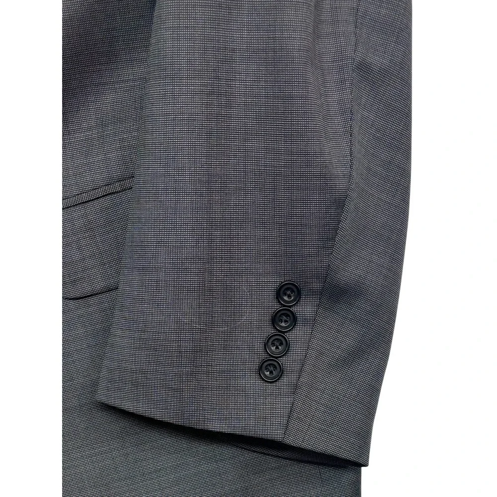 Gray Nailhead 54T 54L Blazer Jacket Sport Suit Coat 100% Wool All Season Mens